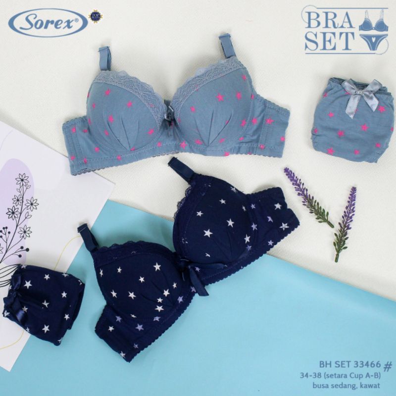 Sorex bra 33466 BH+celana dalam, busa sedang cup A to B (34-38)