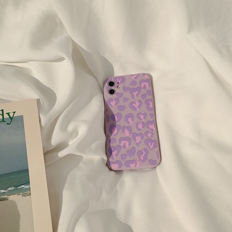IPHONE Casing Hp Leopard Ungu Untuk Iphone7 8 PLUS X XR XS 11 12 13 14 MINI PRO MAX SE 2020