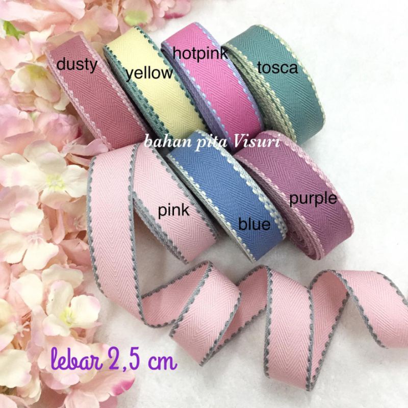 Pita Korea Twill Garis Jelujur 2,5 cm per yard (90 cm)