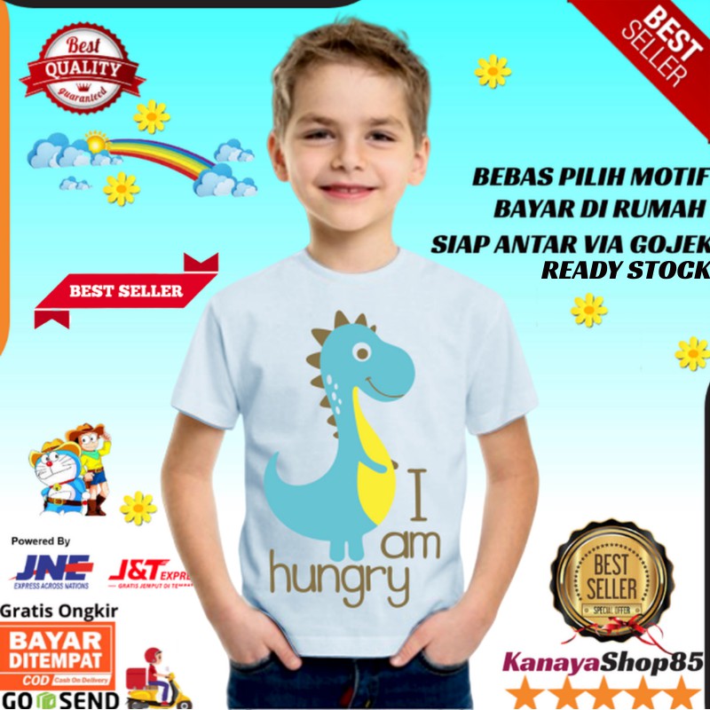 Kaos Distro Anak 2 Tahun Dinosaurus  Biru Muda Baju Anak laki Laki 2 3 4 5 6 7 8 Tahun