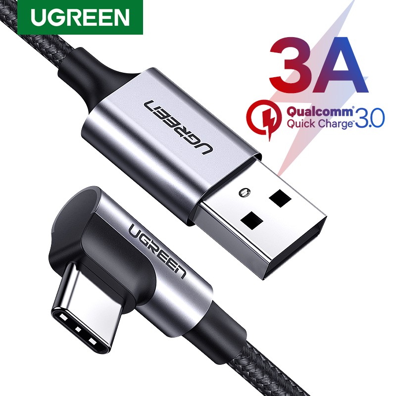 Ugreen Kabel 90 Degree 0.5 /1/ 2Meter Tipe C 90 Derajat untuk Samsung Xiaomi Huawei