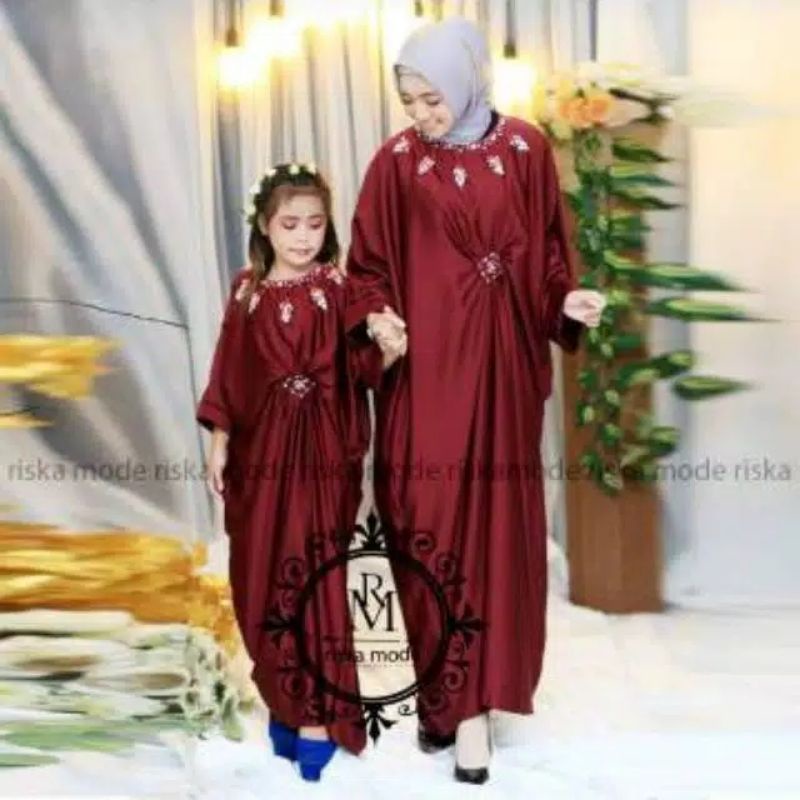 COUPLE GAMIS KAFTAN ANAK DAN IBU/GAMIS LEBARAN/GAMIS KELUARGA