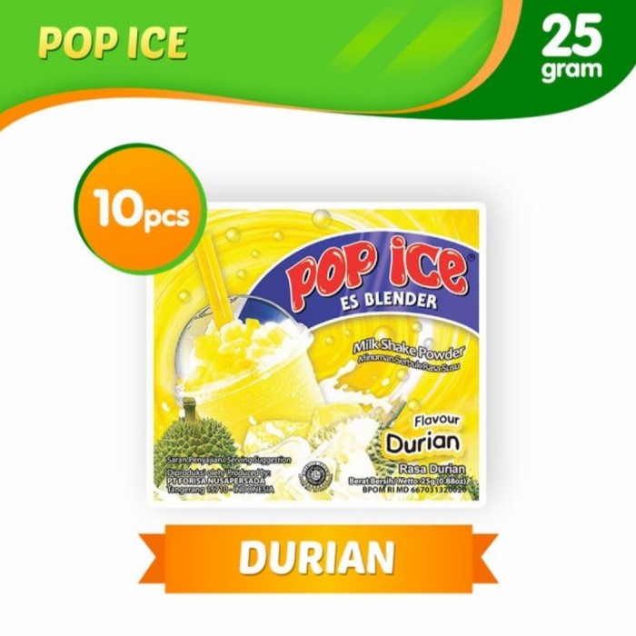 

MINUM-SIAP-DRINK-TO-READY- POP ICE ES BLENDER DURIAN RENCENG 10 PCS SACHET 25GRAM 25 GRAM -READY-TO-