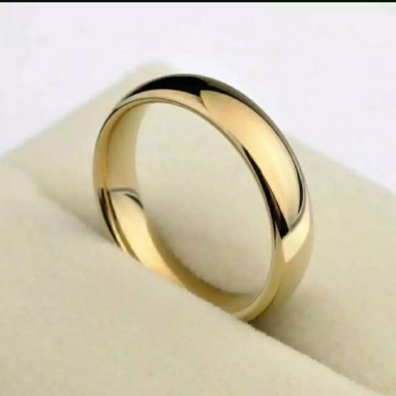 Cincin Titanium polos sedang warna kuning, putih dan hitam