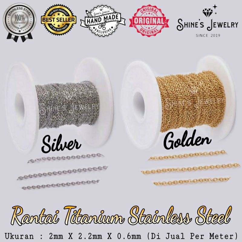 DIY Rantai Perhiasan Titanium Stainless Steel Per meter Meteran