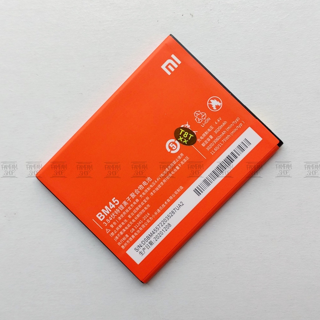 Baterai XiaoMi BM45 Redmi Note 2 Note 2 Prime Pro Batre Batrai Battery BM 45 Handphone HP Original Ori OEM