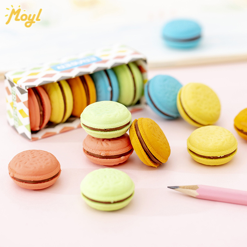 5pcs Penghapus Kreatif Bentuk Macaron / Biskuit Kartun Untuk Pelajar