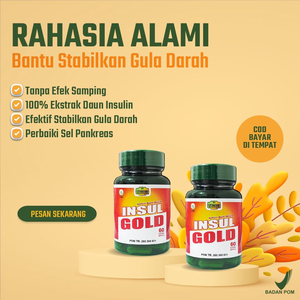 Kapsul INSUL GOLD Obat Herbal Diabetes Kencing Manis Gula Darah Insulgold Asli Original BPOM