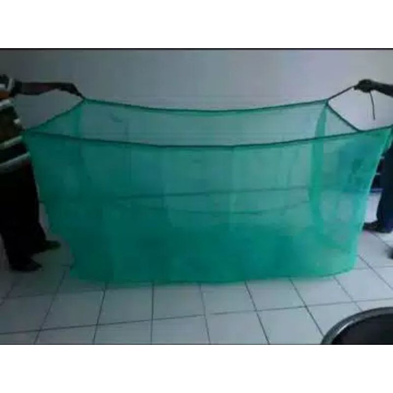 waring keramba ikan kotak ukuran 2 x 1 x 1. waring hijau