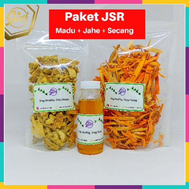 

PAKET JSR JAHE PUTIH KERING + KAYU SECANG SERUT + MADU MENTAH MURNI 100% ALAMI ASLI