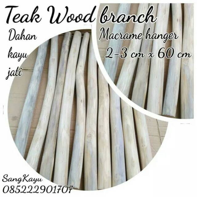 Teak wood branch for macrame ranting dahan kayu jati natural hanger