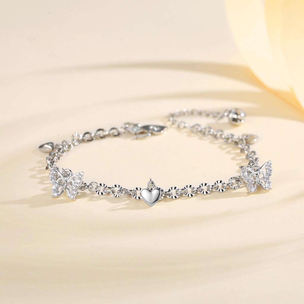 Y570【COD】Gelang Titanium Perak Xuping Diamond Kupu-kupu Crystal Jewelry