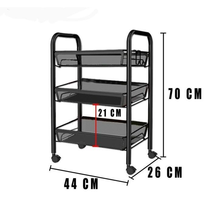 Fb139 Trolley Troli Barang 3 Tingkat Rak Portable Serbagu Tempat Peral