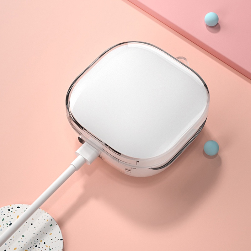 Case Pelindung Bahan Tpu Transparan Dengan Gantungan Kunci Untuk Qcy T13 Wireless Earbuds Charging
