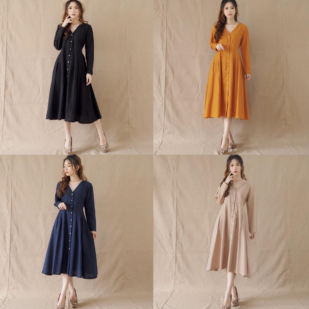 15 LONG DRESS MONNA/DRESS PANJANG POLOS KOREA/PARTY DRESS