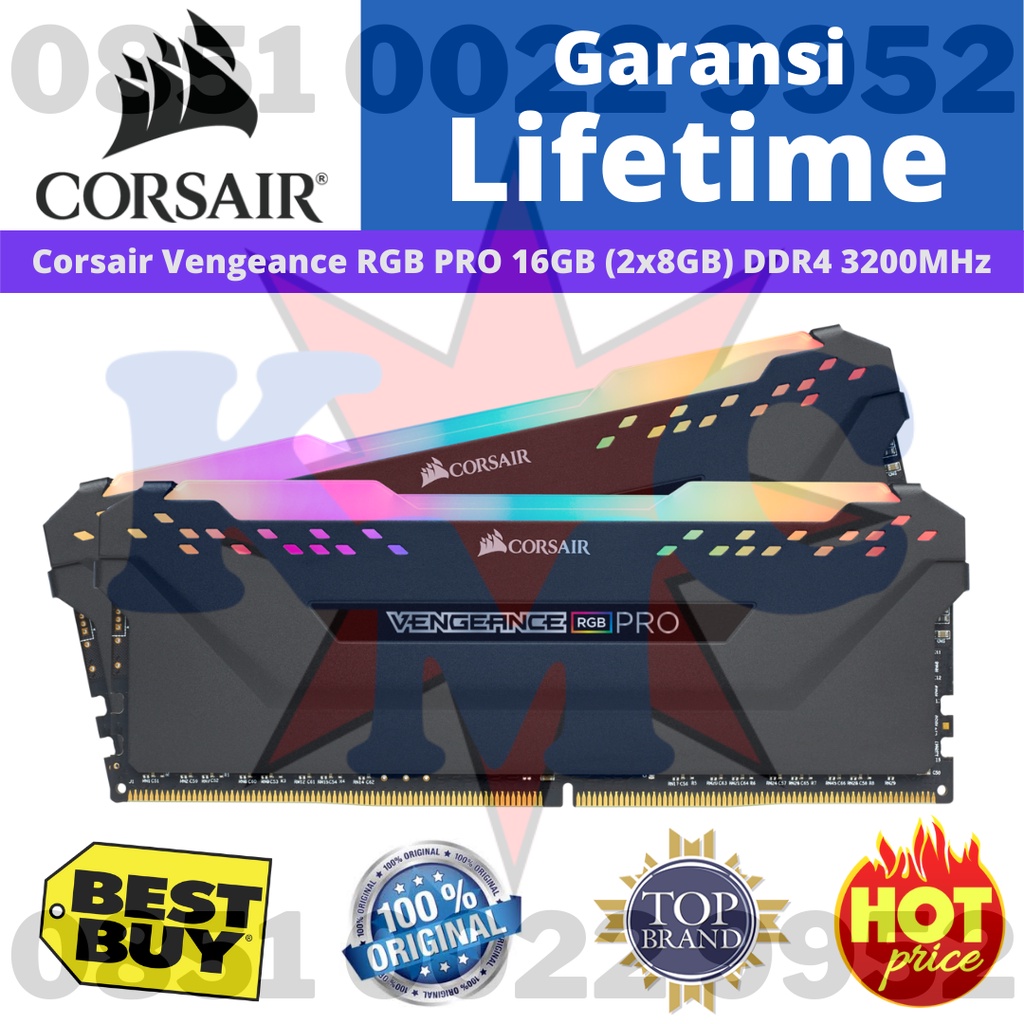 MEMORY CORSAIR DDR4 16GB (2X8GB) RGB PRO CMW16GX4M2C3200C16