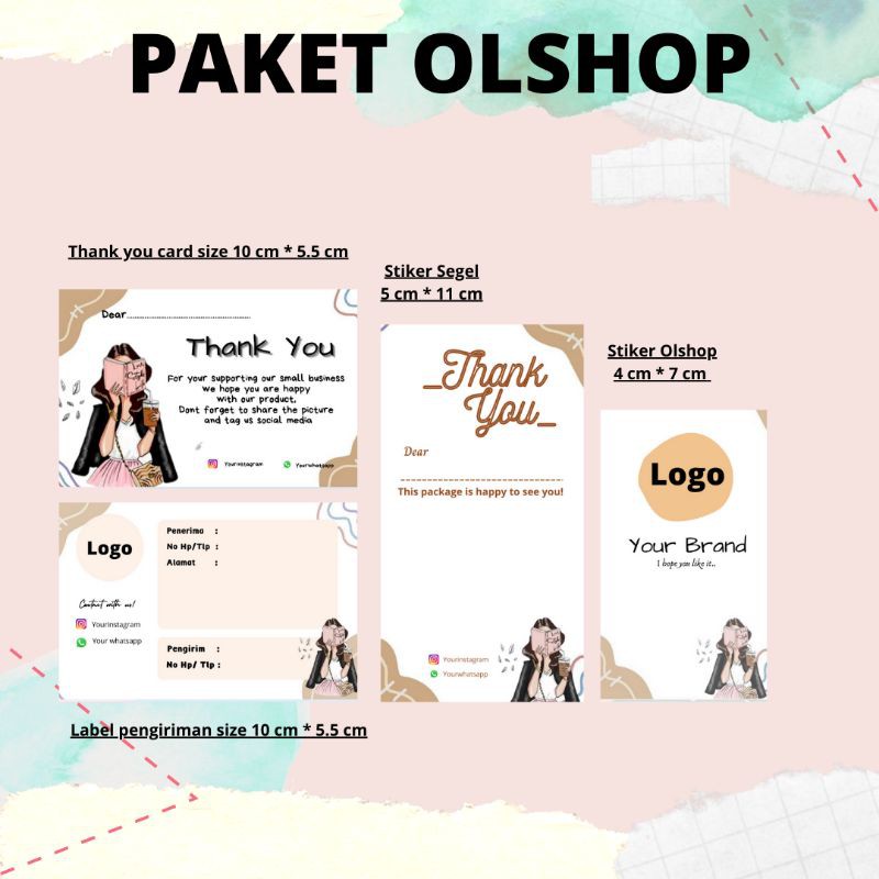 

Paket Packing Olshop Stiker Label Pengiriman Thank You Card Segel Stiker Stiker Olshop