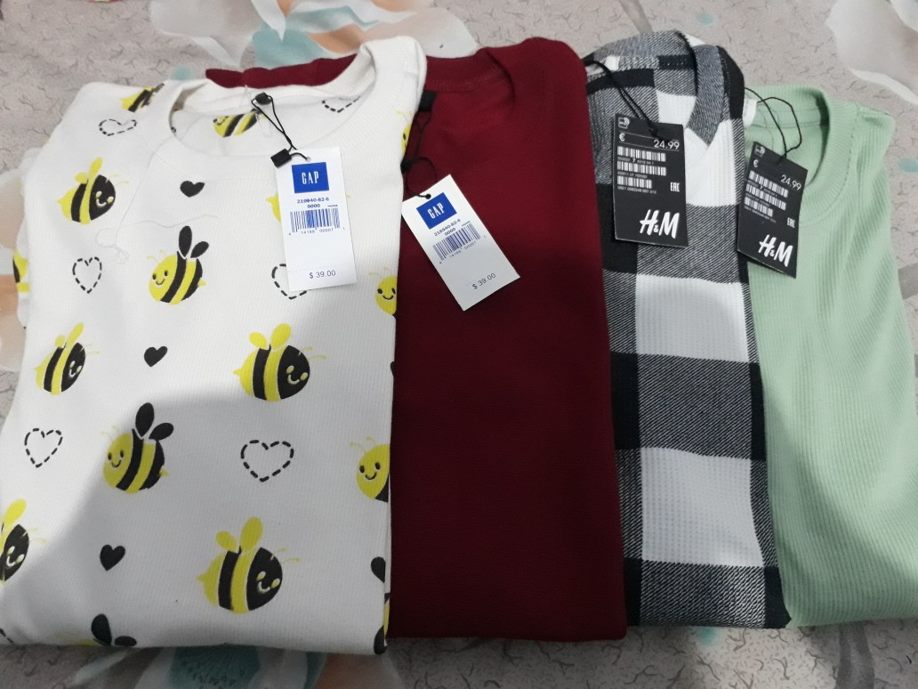 Kaos Motif Lengan Panjang Katun Waffle