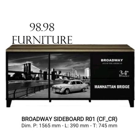 MELODY Bufet Serbaguna Motif - Meja TV Minimalis 156cm - Rak TV - Meja Samping Broadway - Medan