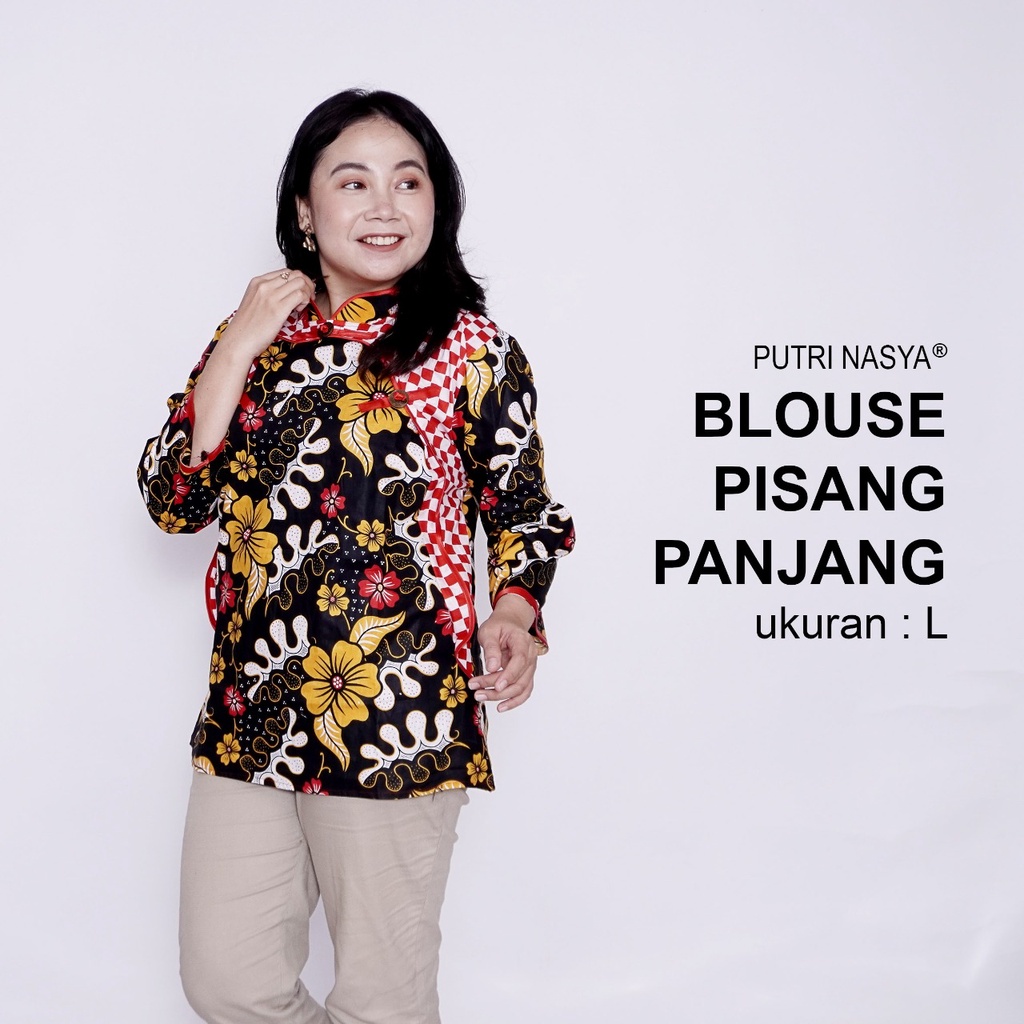 Blouse Batik Big Size Wanita Atasan Batik Jumbo LD 140 Pakaian Atasan Model Blus Jumbo Seragam Kerja Batik / Pakaian Kekinian S-M-L-XL-2L-3L-4L-5L-6L-7L Batik Wanita Model Terbaru Bahan Kantor