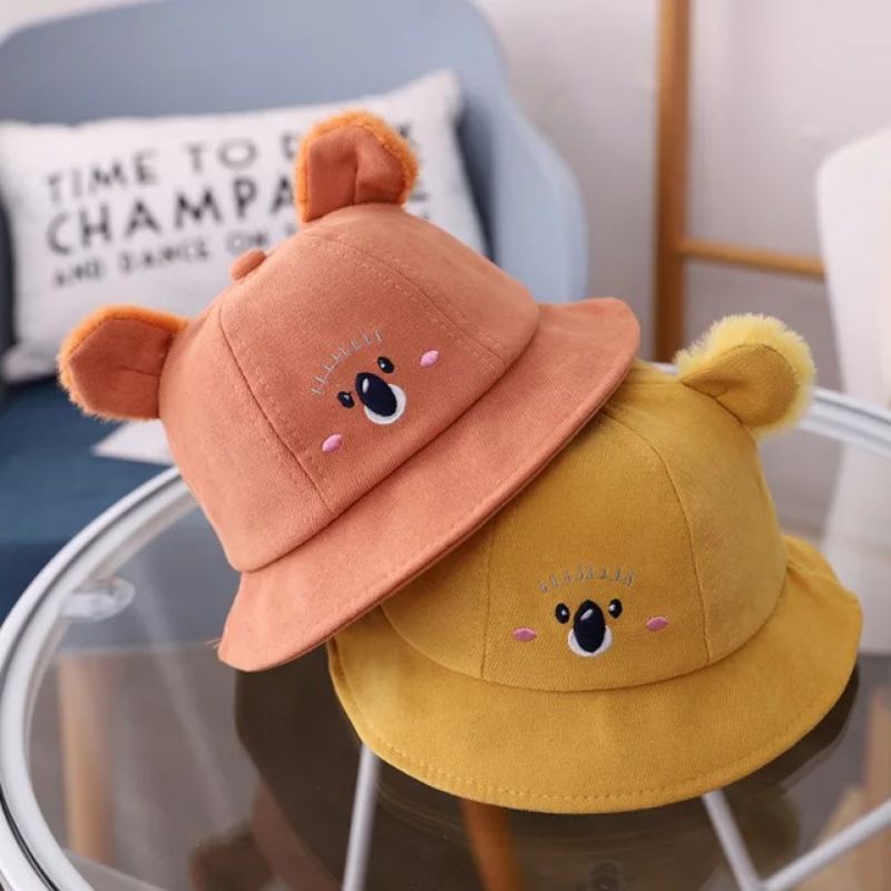 TOPI BUCKET FASHION ANAK BAYI BALITA MOTIF KOALA BULU LUCU BABY HAT IMPORT-7