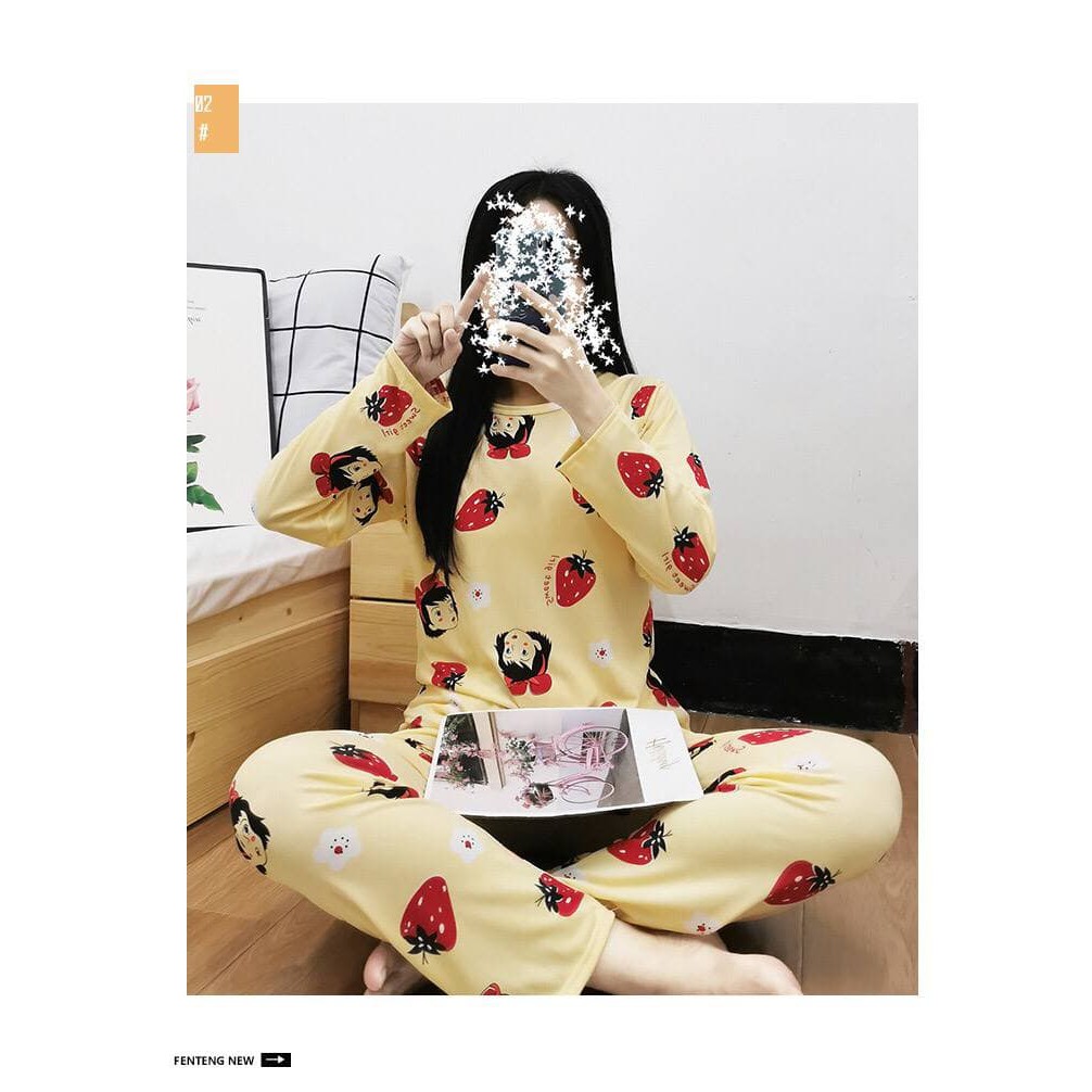 YAGOO -Baju Tidur CP Wanita Import - Piyama Motif Lucu - Piyama Wanita Terbaru Best Seller-Piyama