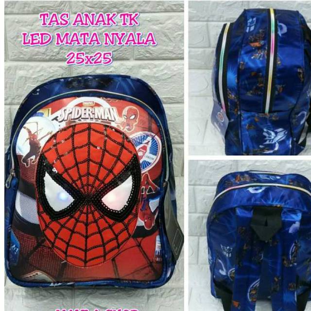 TAS ANAK SPIDERMAN LED MATA NYALA TAS ANAK LAKI-LAKI