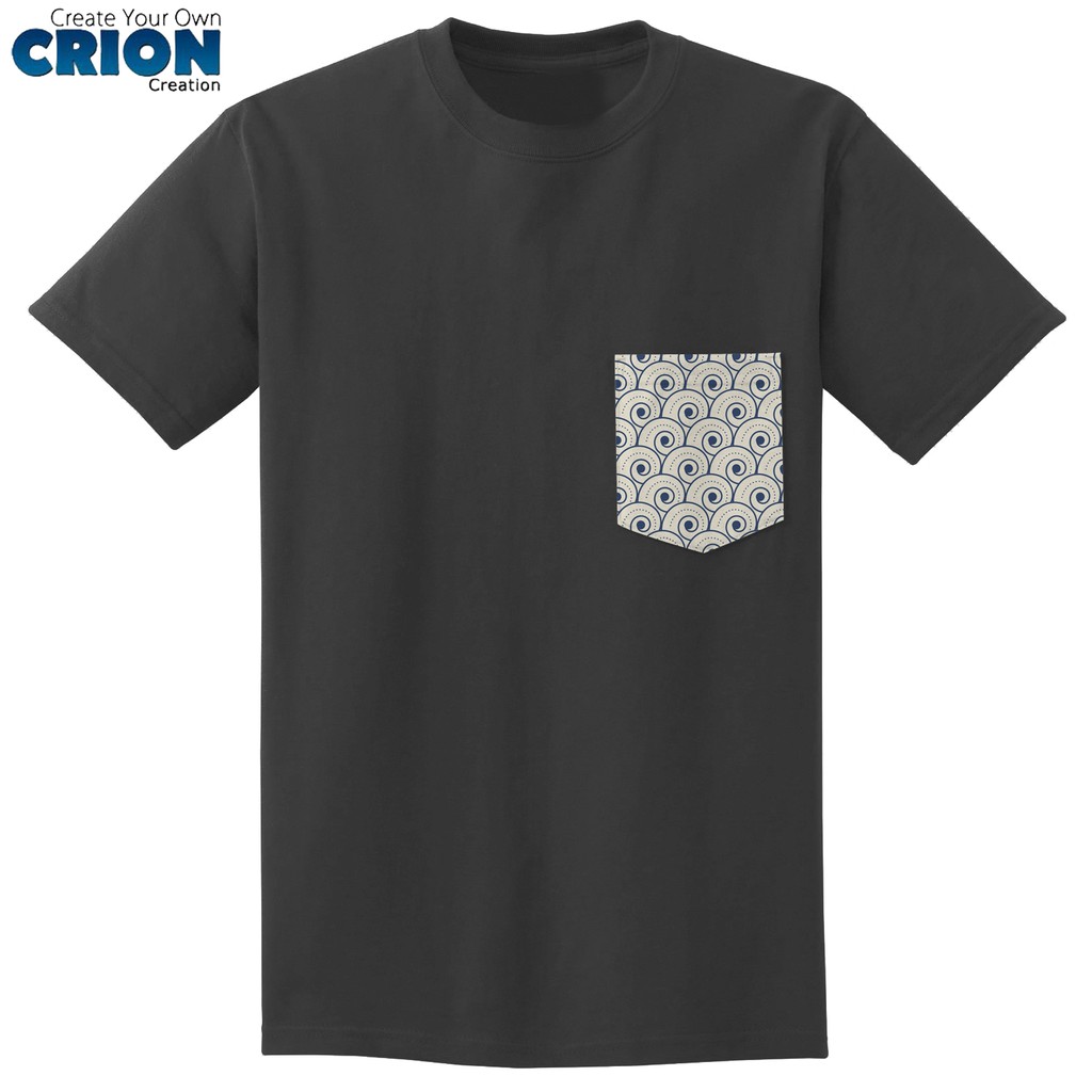 Crion Casual Tees Japanese Wave Pocket Pattern -  Kaos dengan Kantong