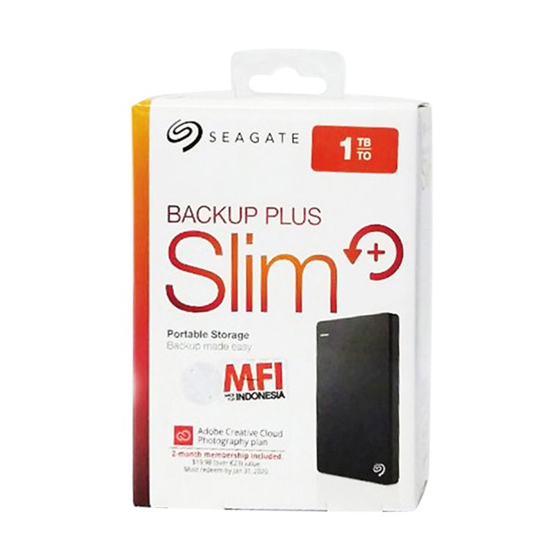 Seagate Backup Plus Slim Hardisk Eksternal 1TB - Hitam