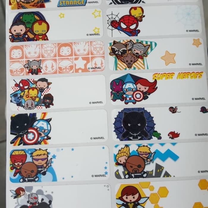 

Label nama anti air Sticker waterproof Premium Avengers Cartoon Ori