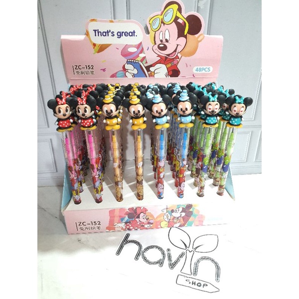 (4pc) pensil lantu/lantu bensia/pensil cabut lucu/pensil bongkar pasang-Mickey