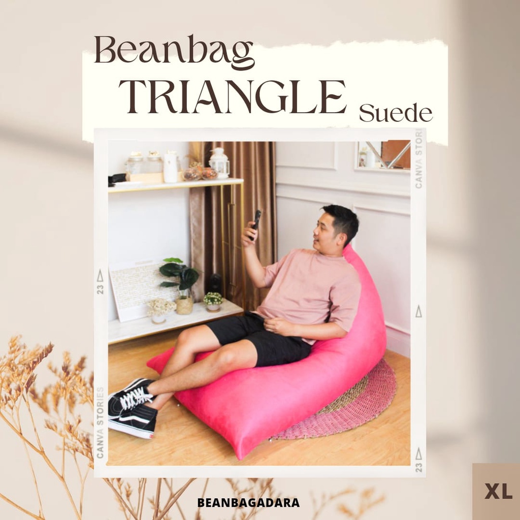 Beanbag Triangle - Bahan Suede - Size Jumbo XL - Komplit Siap Pakai