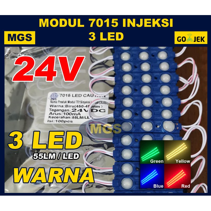 100Pcs Modul LED 7015 3 LED 24V Warna