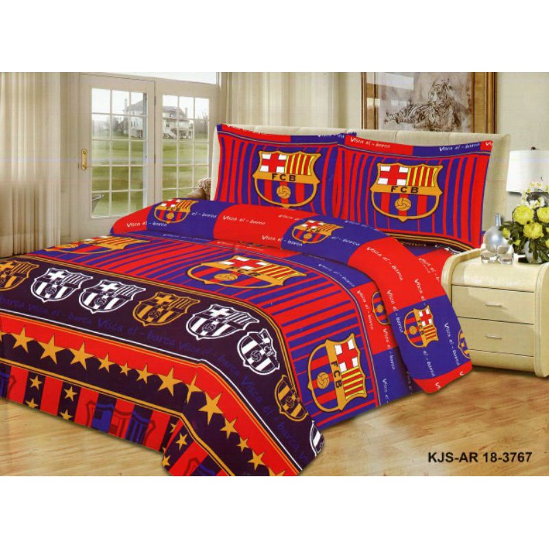 Sprei Disperse Motif Barcelona Merah Biru