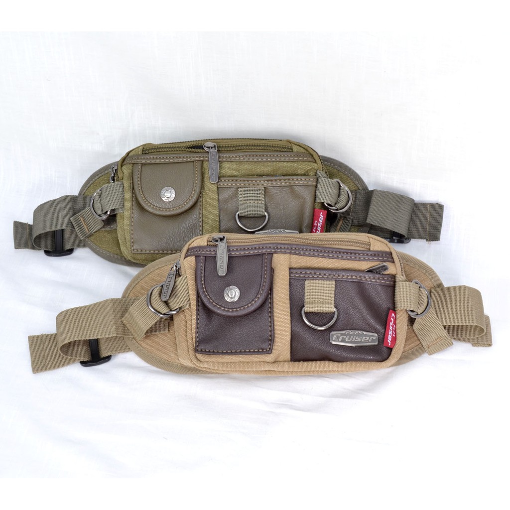 Waist Bag Pria Kanvas Kwalitas Import Cruiser 2 Kantong 7601-8