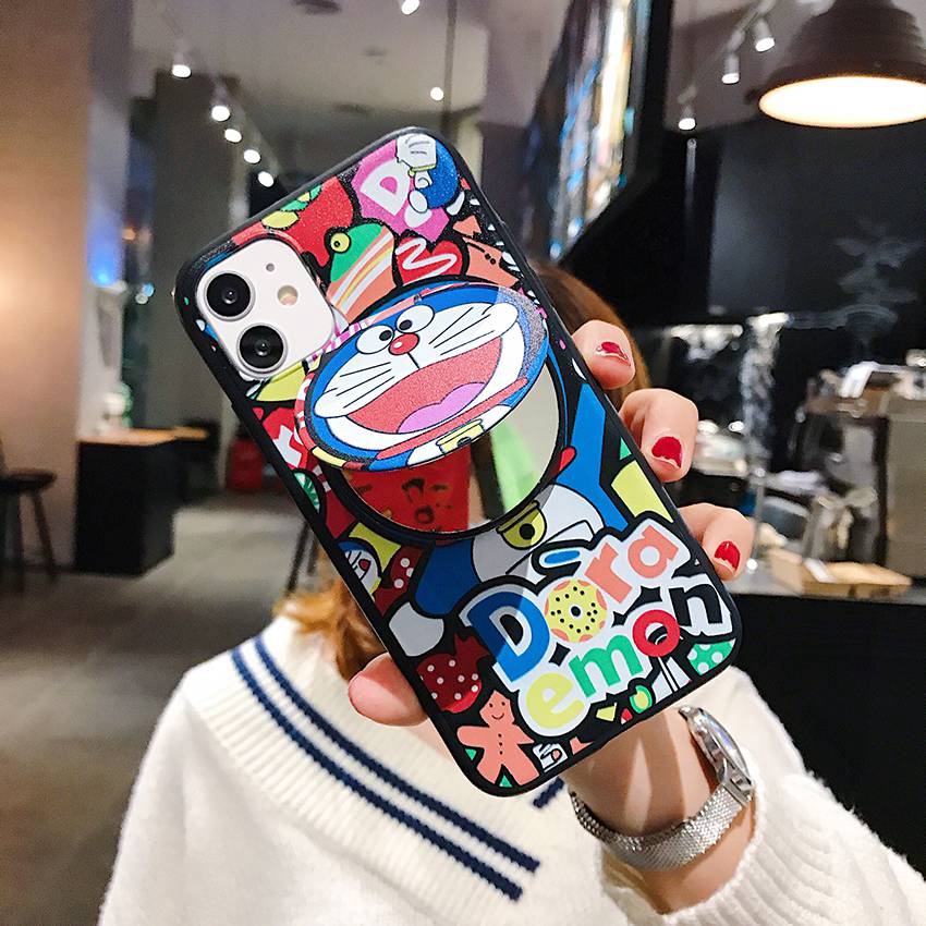 Doraemon Soft Case OPPO A5 A9 A53 A33 2020 A91 3 A3SC1 C11 A7 A5S A12 A1K A37 Neo 9 A57 A39 F1S F5 Youth A71 F9 F11 Pro 5 5S 5i C3 7 Narzo 20 Pro 7i C17 Mirror Holder