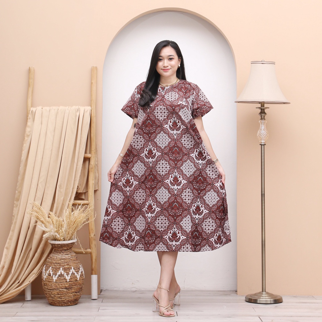 Daster Kencana Ungu Batik - Motif Abstrak - Sleting Dada - Busui - Bumil - Centini Hitput-DASTER 09