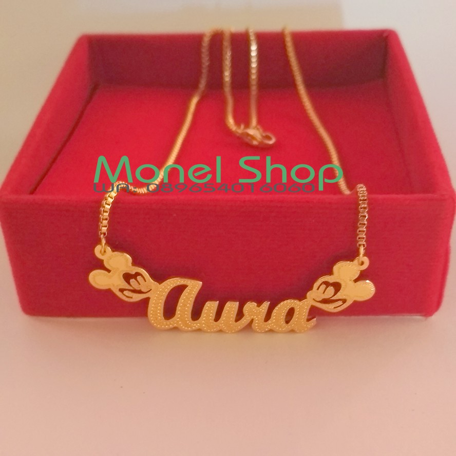 Berkualitas Kalung ukir nama lapis emas mickey Berkualitas Kalung ukir nama lapis emas mickey