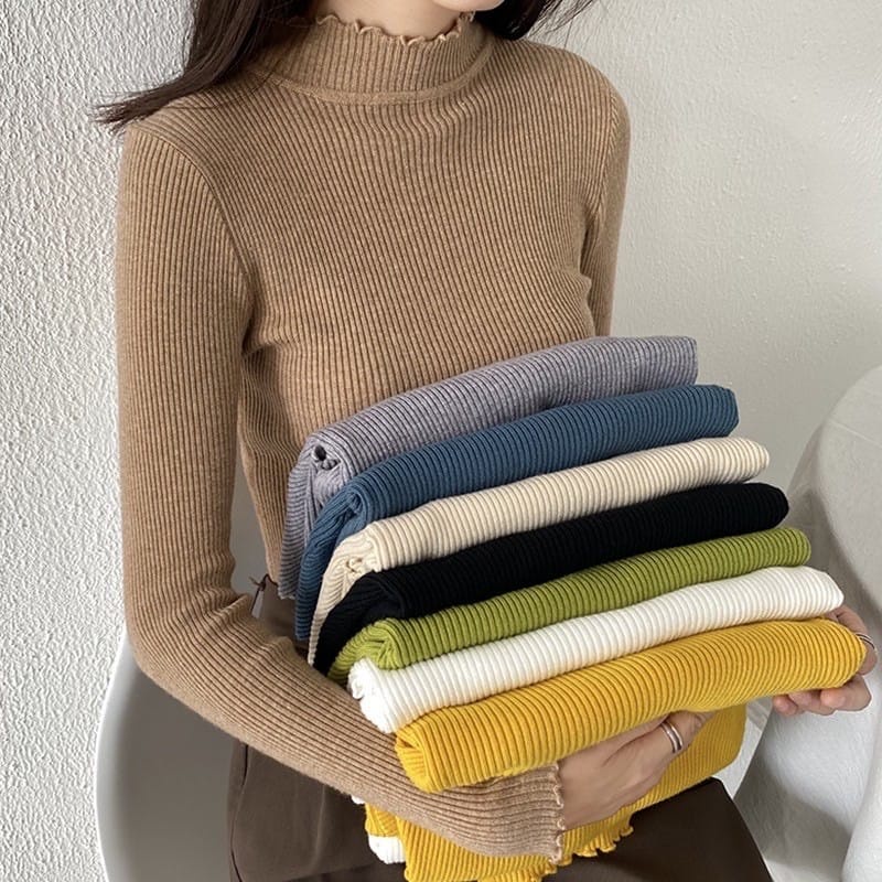 DAISY CURLY SWEATER RAJUT  TURTLENECK KRIWIL KNIT/INNER RAJUT/SWEATER RAJUT TURTELNECK SALUR KRIWIL