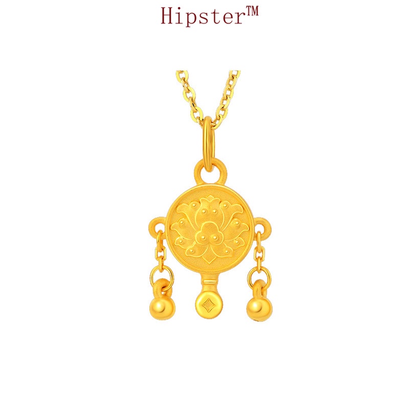 Gold Lucky Beads Bell Pendant Couple Necklace