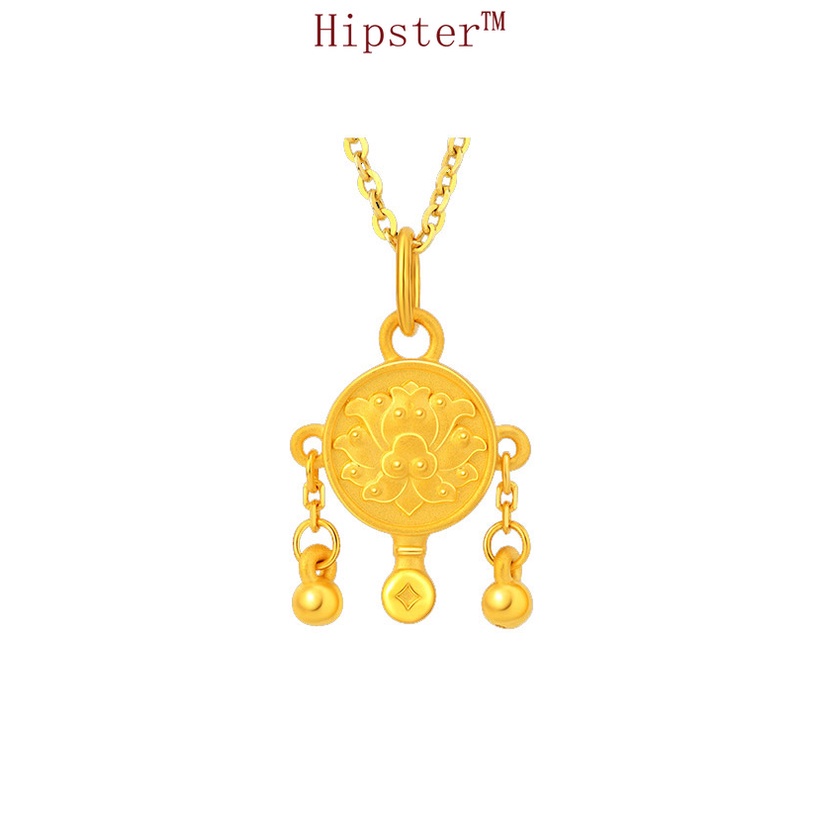 Gold Lucky Beads Bell Pendant Couple Necklace