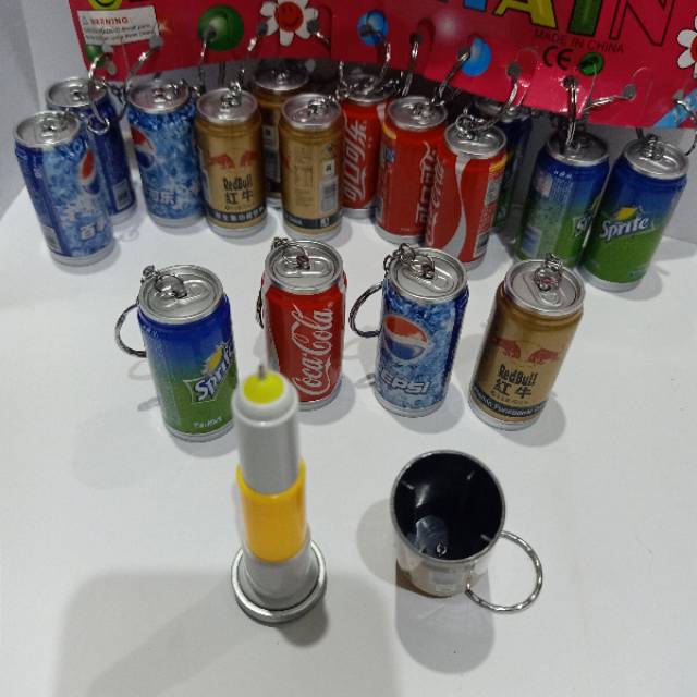 Gantungan kunci pulpen bentuk kaleng softdrink mini