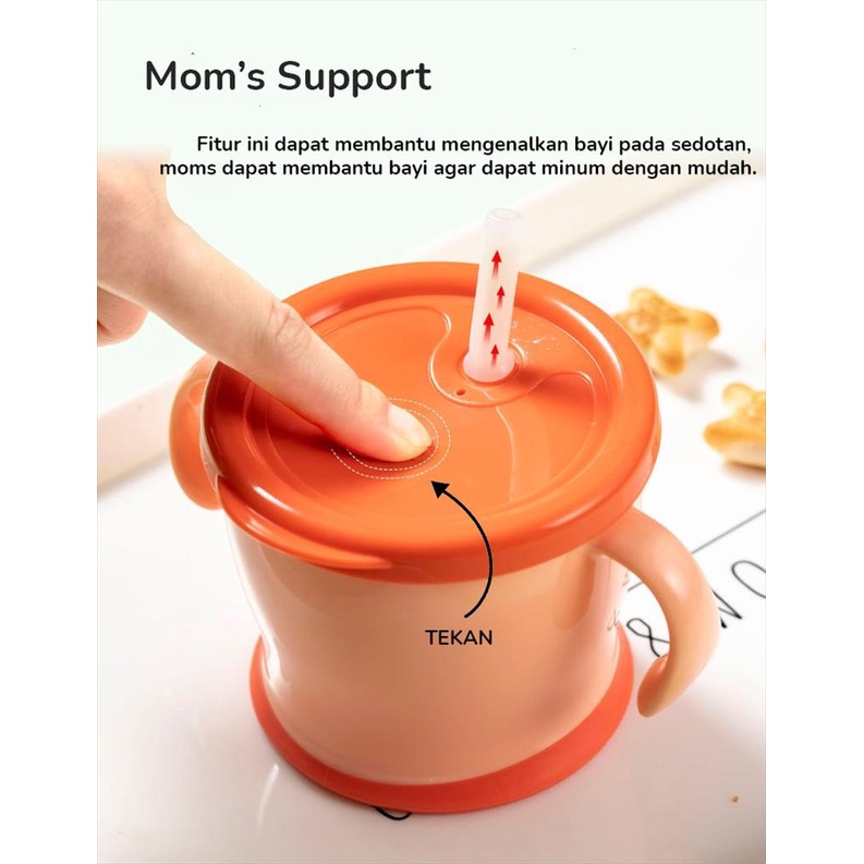 COCONI Early-age Straw Training Mug | Gelas Sedotan Bayi Anak | push straw cup de mug