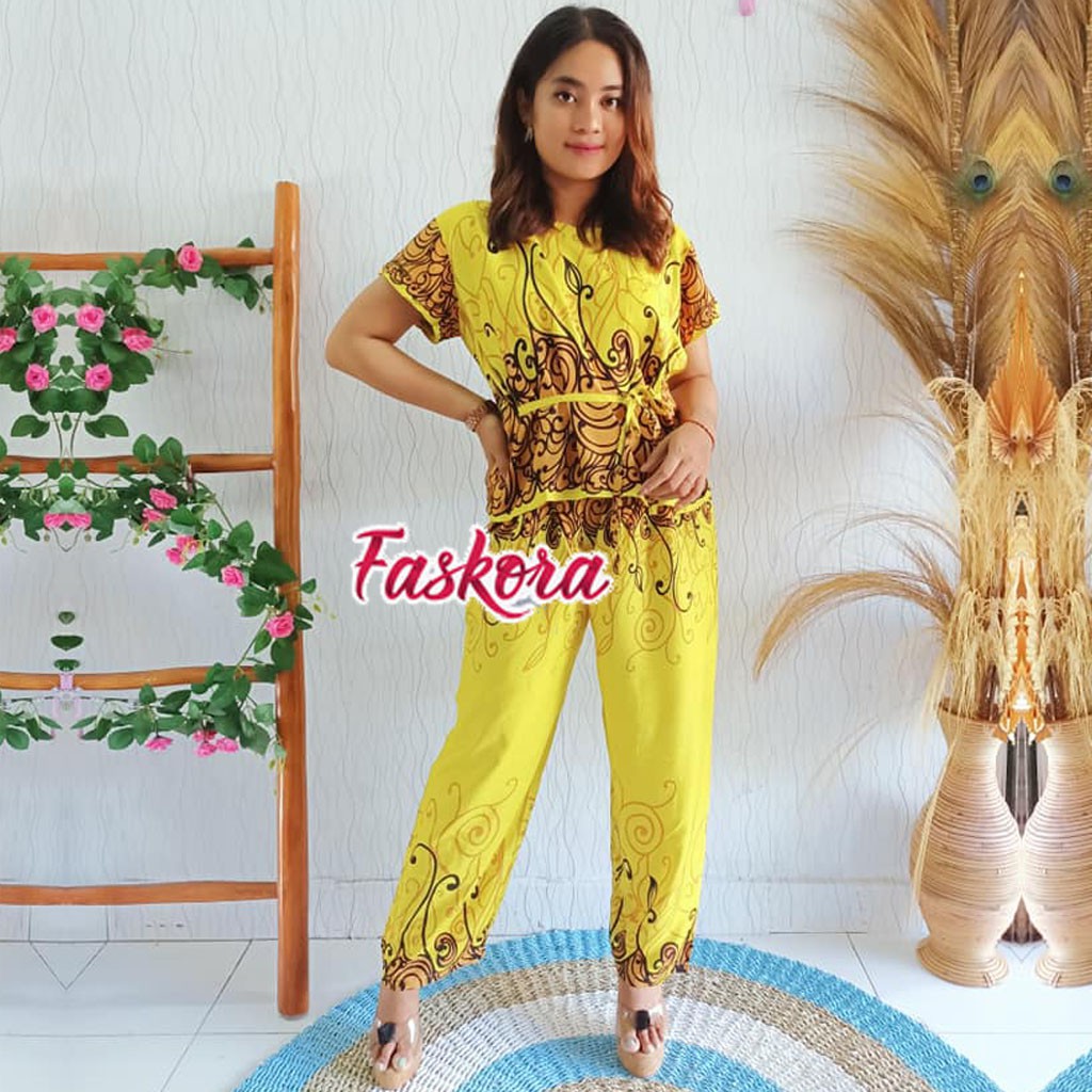 Baju Setelan Wanita Kekinian Jumbo Rayon Jodha / Baju Tidur Wanita Dewasa Jumbo Lengan Pendek Jodha