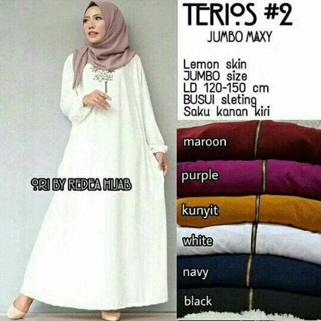 Gamis Jumbo Polos Busui Jersey Lemon Terios / Dress Muslim 