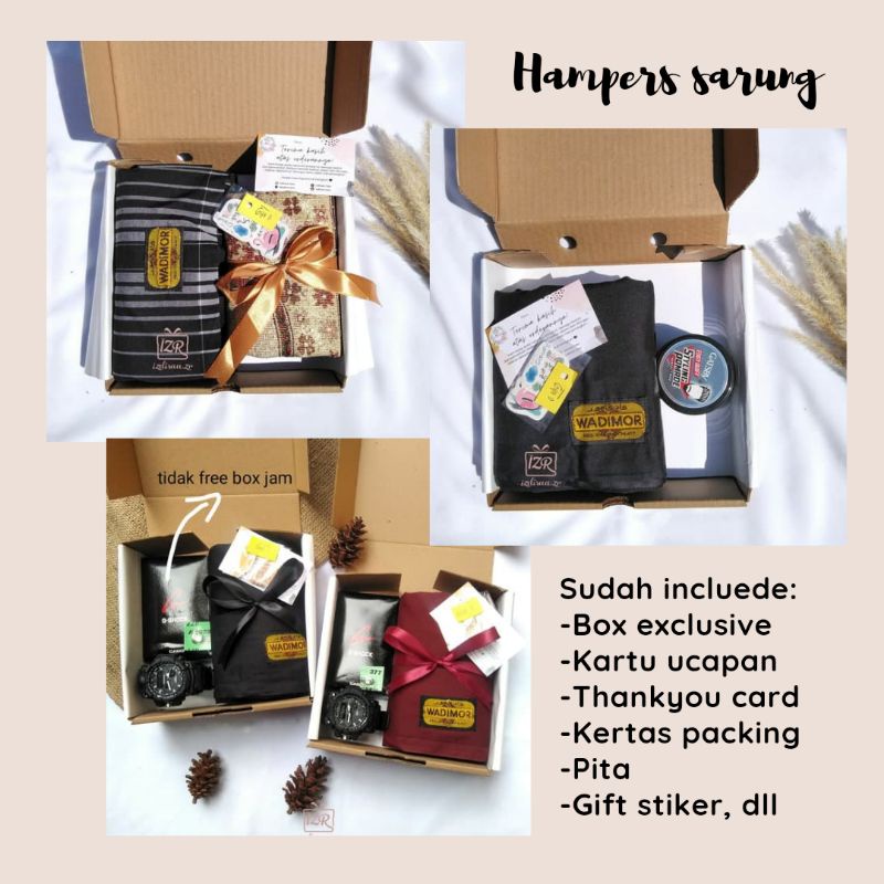 

Hampers pria/ Hampers jum'atan/ Hampers sarung / Kado wisuda/ kado ulang tahun/ Gift box
