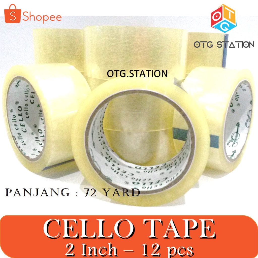 

Cello Tape Bening 2 Inch 12 pcs Isolasi Bening Besar Cellotape Lem Perekat Bening Alat Isolasi Pembungkus OTG STATION