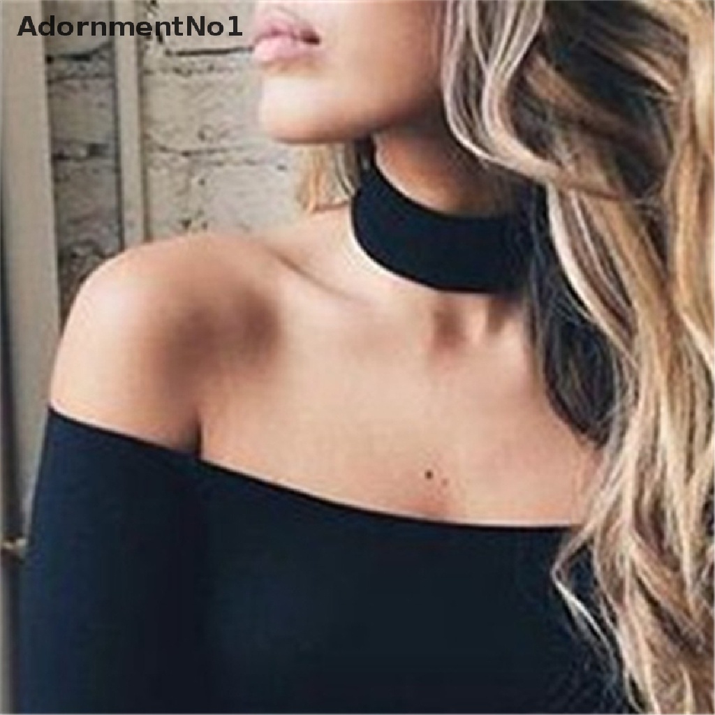 (AdornmentNo1) Kalung Choker Handmade Bahan Velvet Warna Hitam Gaya Gothic Retro Untuk Wanita