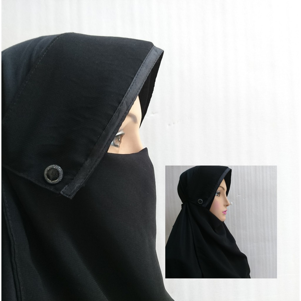 Niqab Cadar Poni Kancing