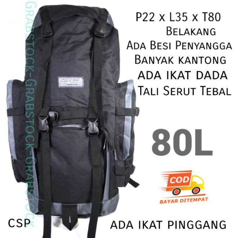 Grabstock Carrier Tas Hiking Camping 80L Kualitas Premium